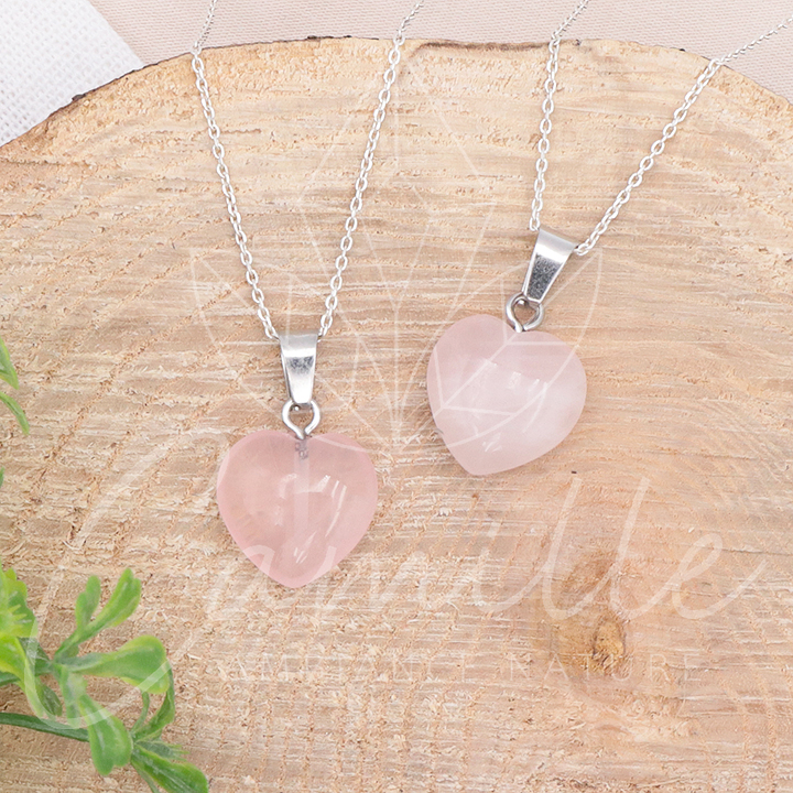 Pendentif Cœur En Quartz Rose - Environ 2x2 Cm, Pierre Naturelle, Pièce Unique, Pour Chaîne Ou Bracelet